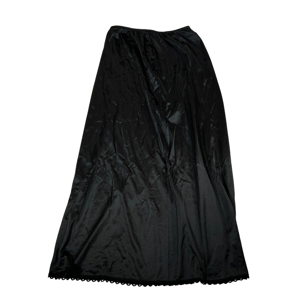 Vintage JCPenney Black Maxi Half Slip Skirt Lace Trim Made in USA Medium 3835